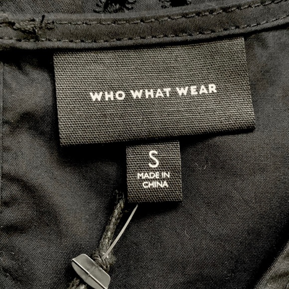 Who What Wear Target NWT black ruffle sleeve eyelet peplum blouse. - Picture 6 of 15